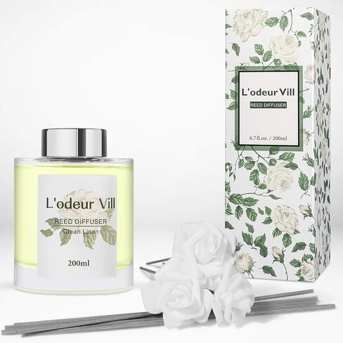 L'odeur Vill Reed Diffuser Set, 6.7 oz Red Rose Scented Diffuser with 6 Sticks, Reed Diffuser with 3 Artificial Rose Home Fragrance for Bathroom Shelf Decor in Saudi Arabia