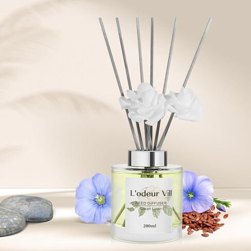 L'odeur Vill Reed Diffuser Set, 6.7 oz Red Rose Scented Diffuser with 6 Sticks, Reed Diffuser with 3 Artificial Rose Home Fragrance for Bathroom Shelf Decor in Saudi Arabia