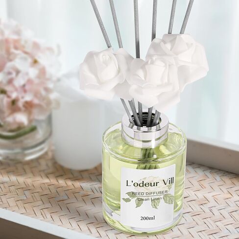 L'odeur Vill Reed Diffuser Set, 6.7 oz Red Rose Scented Diffuser with 6 Sticks, Reed Diffuser with 3 Artificial Rose Home Fragrance for Bathroom Shelf Decor in Saudi Arabia