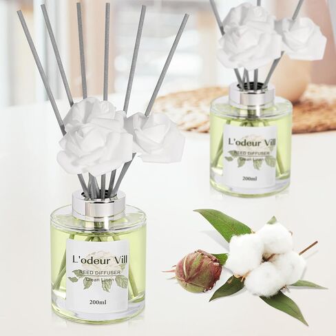 L'odeur Vill Reed Diffuser Set, 6.7 oz Red Rose Scented Diffuser with 6 Sticks, Reed Diffuser with 3 Artificial Rose Home Fragrance for Bathroom Shelf Decor in Saudi Arabia