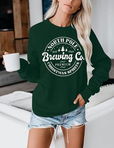 MNLYBABY North Pole Christmas Sweatshirt Women Brewing Co Sweatshirts Christmas Spirits Hoodie Christmas Party Sweatshirt in Saudi Arabia