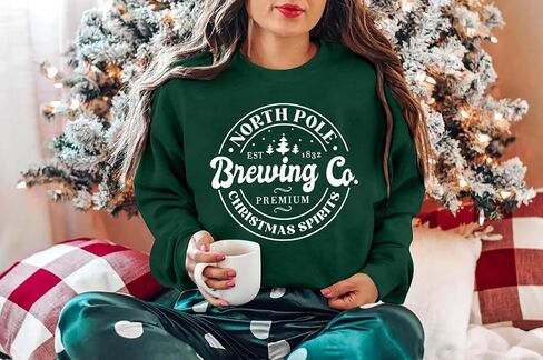 MNLYBABY North Pole Christmas Sweatshirt Women Brewing Co Sweatshirts Christmas Spirits Hoodie Christmas Party Sweatshirt in Saudi Arabia