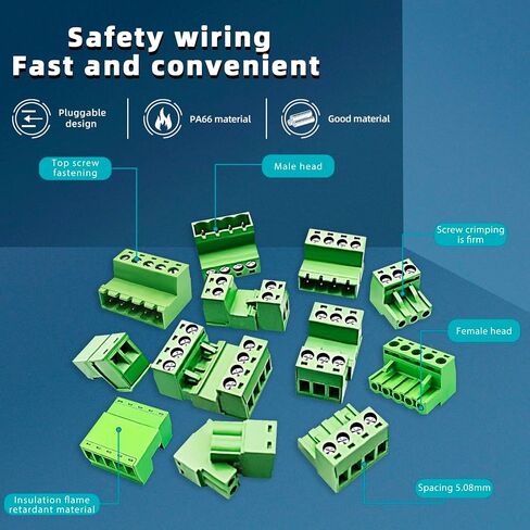 Total 24 Pairs 8pairs-2Pin 8pairs-3Pin 4pairs-4Pin 4pairs-5Pin 5.08mm Pitch DIY PCB Mount Screw Terminal Block Connector in Saudi Arabia