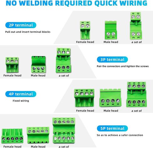 Total 24 Pairs 8pairs-2Pin 8pairs-3Pin 4pairs-4Pin 4pairs-5Pin 5.08mm Pitch DIY PCB Mount Screw Terminal Block Connector in Saudi Arabia