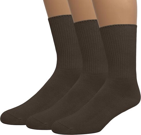 EMEM Apparel Women's Diabetic Crew Cotton Socks | Non-Binding Loose Top | Seamless Toe | 3-Pair | Plus Size Available in Kuwait