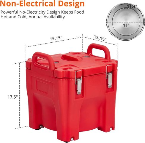 Insulated Food Pan Carrier -Top Load, Includes Spoon, Wheel and Lock, 20L Capacity, Stainless Steel Liner, Portable for Catering, Family Gathering, Canteen, Restaurant Black in Saudi Arabia