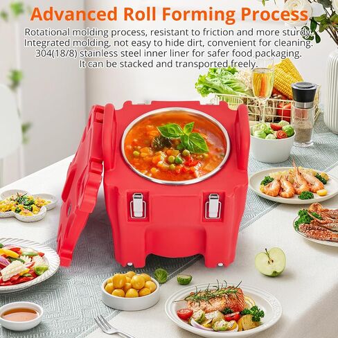 Insulated Food Pan Carrier -Top Load, Includes Spoon, Wheel and Lock, 20L Capacity, Stainless Steel Liner, Portable for Catering, Family Gathering, Canteen, Restaurant Black in Saudi Arabia