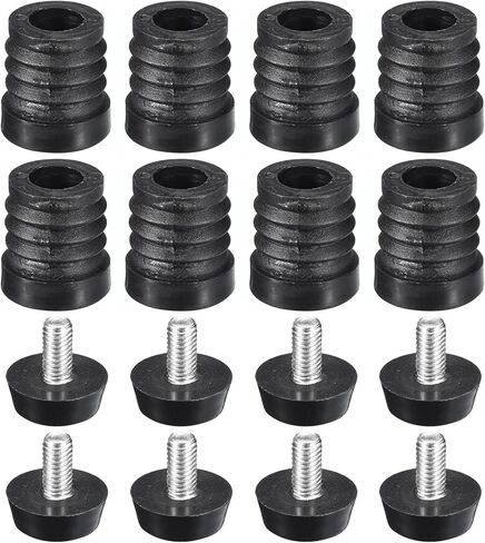 uxcell 4Pcs Inserts for Round Tubes with Leveling Feet, for 19mm/0.75" OD Round Tube, M6 Thread Black Plastic Furniture Chair Leg Plug Blanking End Caps Insert Plugs in Saudi Arabia