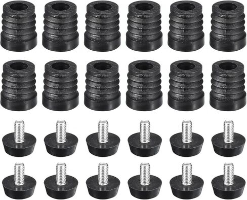 uxcell 4Pcs Inserts for Round Tubes with Leveling Feet, for 19mm/0.75" OD Round Tube, M6 Thread Black Plastic Furniture Chair Leg Plug Blanking End Caps Insert Plugs in Saudi Arabia