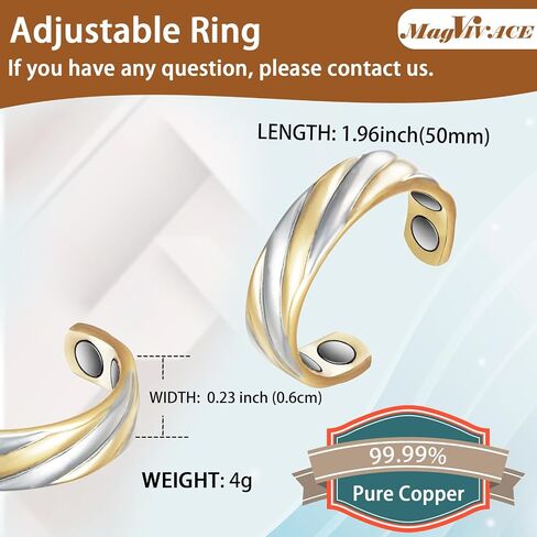 Copper Magnetic Ring for Women, Lymphatic Drainage Adjustable Ring, 3500 Gauss Magnet (U) in Saudi Arabia