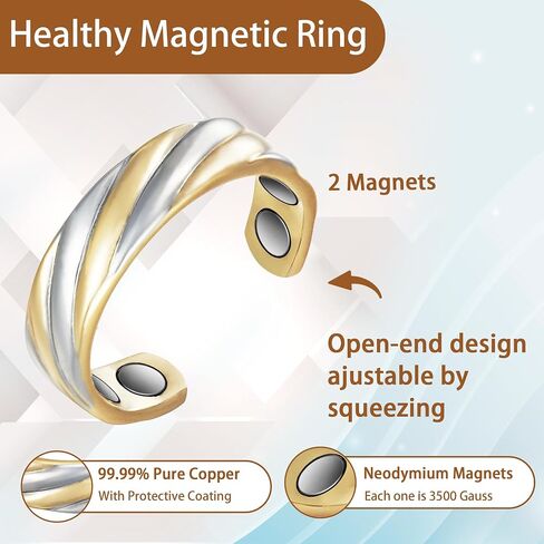 Copper Magnetic Ring for Women, Lymphatic Drainage Adjustable Ring, 3500 Gauss Magnet (U) in Saudi Arabia