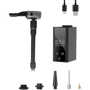 Bike Air Pump 130PSI Portable Electric Bicycle Pump with Schrader & Presta Valve,Palm-Size Tire Inflator for Bicycle, Motorcycle and Ball,with Digital Pressure Gauge and Type-C Rapid Recharge