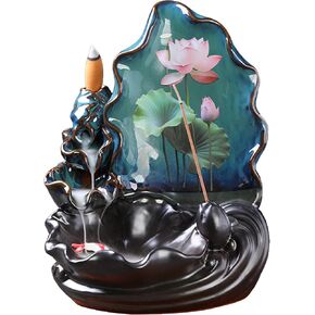 YYW حامل بخور بتدفق خلفي مع 20 مخروط بخور بتدفق خلفي + 30 عصا بخور، مبخرة شلال من السيراميك لديكور المنزل برائحة عطرية، حامل بخور بتدفق خلفي in Kuwait