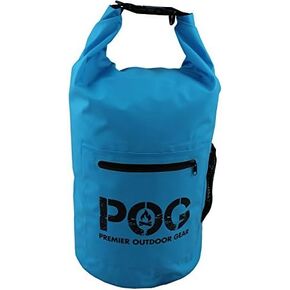 POG - Waterproof Dry Bag with Front Zip Pocket, Shoulder Strap & Mesh Side Pocket (Blue, 10 Liter)