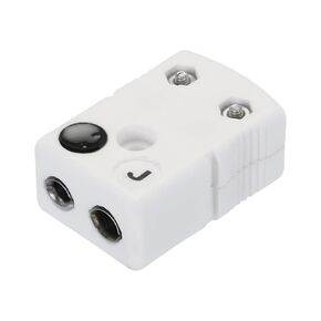 MECCANIXITY J Type Ceramics Thermocouple Wire Connectors Female Plug Adapter Round Pin Temperature 600°C(1112°F) for Sensor Probe White with Black 1pcs