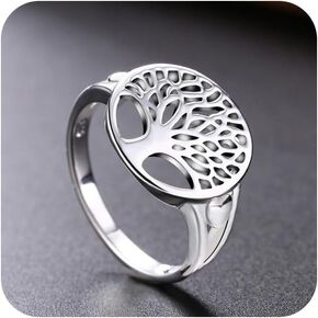 925 Sterling Silver Tree of Life Ring Wedding Jewelry Cute Size 6-9 for Women