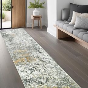 Area Rug Living Room Rugs - 8x10 Modern Abstract Large Soft Machine Washable Rug Stain Resistant Non Slip Faux Wool Low Pile Accent Carpet for Bedroom Dining Home Studio College Office - Grey/Blue