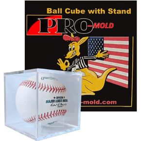 Made in USA Baseball Cube Stand with 25+ Year Certified UV Protection (Crystal Clear, Ball Not Included)