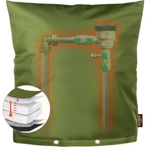 Upgraded 24"W x 24"H Backflow Preventer Cover Aluminum Foil (5℉) - Industrial 600D Winter Sprinkler Valve Covers for Outside, Anti-UV Winter-Freeze Water Well Pump Cover, Green