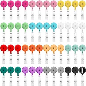 48 Pcs Retractable Badge Reel 25" Retractable ID Badge Holder with 360 Degrees Swivel Alligator Clips Retractable ID Badge Clip for Students Card Name Hanging (Multicolor, Solid Style)
