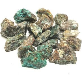 Crystal Collection: Rough Natural Chrysocolla Stones, Includes Velvet Bag - Large 1" Pieces (1/2 Pound)