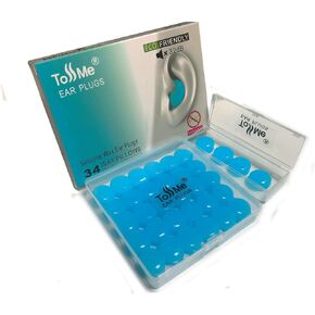 Wax Ear Plugs for Sleep - 34 Silicone Wax Earplugs for Swimming and Sleeping - Gel Ear Plugs for Noise Cancelling, Ear Protection - 32dB Noise Reduction earplugs (34-Pieces) Blue