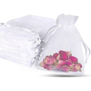 LYSXP 100PCS 3.5x4.7 Inch White Organza Bags Small Organza Bags Mesh Organza Bags…
