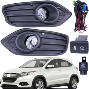 One Set LED Fog Light Lamps Compatible with Honda Hr-V Hrv 2019-2022 with Covers + Switch + Brackets + Wiring Kit ‎replaces 71105T7AJ10 71106T7AJ10 71107T7AJ00 71108T7AJ00