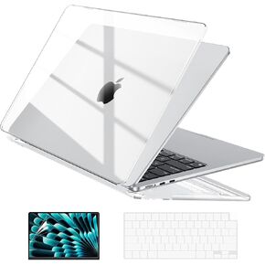 EooCoo Compatible with MacBook Air 15 inch Case 2024 2023 Release M3 A3114 M2 A2941, [High Clear Restores Midnight Plastic Hard Shell Case] [with Keyboard Cover & Screen Protector ] - Crystal Midnight
