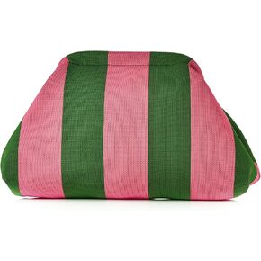 Women Summer Beach Clutch Purse Casual Crocheted Colorblock Strips Handbag Dumpling Cloud Clutch For Vacation Daily