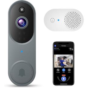 1080P Smart Wireless Video Doorbell Camera, Home Security with Chime Ringer, Cloud Storage, Intelligent Human Detection, 2-Way Audio, Real-Time Alert, 2.4GHz Wi-Fi, Night Vision