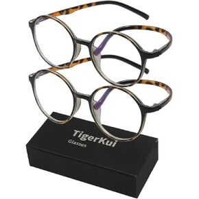 Blue Light Blocking Glasses for Men and Women - for Computer, Gaming, Work - Round Frame - TR90 Frame – 2 Pack