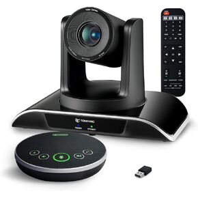 10x Zoom Conference Room Video Camera System, All-in-One HD 1080P 60fps 10X Optical Zoom USB3.0 HDMI PTZ Camera and Bluetooth Conference Speaker with Microphones Bundle for Medium Room
