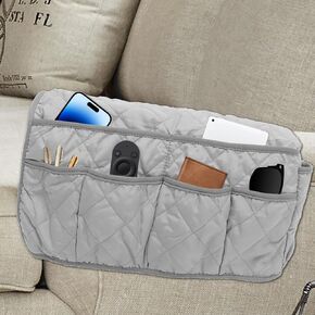 ZWIN Armchair Caddy,Non Slip Recliner Organizer with 14 Pockets,Chair Beside Caddy Sofa Armrest Organizer Storage for Tablet, Magazine, Phone, TV Remote（Grey）