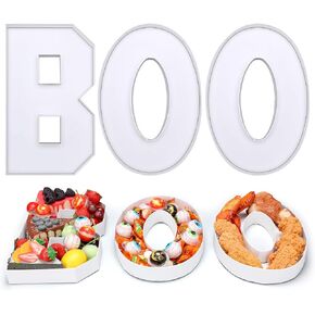 Set of 3 Halloween Boo Charcuterie Letters Fillable Cardboard Letters Party Letter Serving Trays Fillable Cutout Candy Trays Disposable Party Treat Box for Halloween Party Decorations