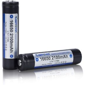 Keeppower Protected 16650 Rechargeable Li-ion Battery 2500mAh 3.7V P1665J (2 Pack)