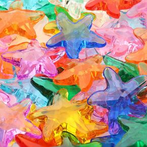 Starfish Decor - Gemstones and Crystals - Pack of 580g - Vase Filler - Jewels for Crafts - Fish Tank Rocks - Sensory Bin Filler - Gems for Crafting - Fake Ice - Starfish for Crafts - Multicolored