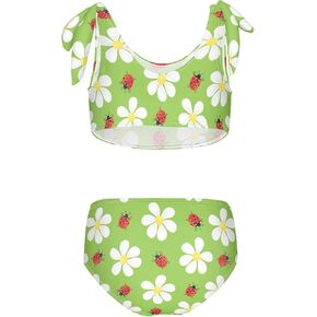MNSRUU Girls Swimsuits Bear Girls Tankini Bathing Suits Two Piece Swimwear Cute Bikini Set 3-12 Years