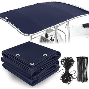 Boat T top Canvas Replacement with Storage Bag 900D Heavy Duty Waterproof T-Top Canvas Without Frame Navy Blue (109" x 72")