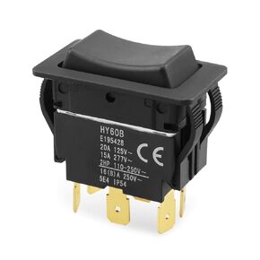HY60B Push Button Switches 6 Pins Rocker Switch ON-Off-ON Arc Pushbutton Switch for Industrial Electric Power Tools and Machine Tool Equipment Control, 125/250V 20/15A