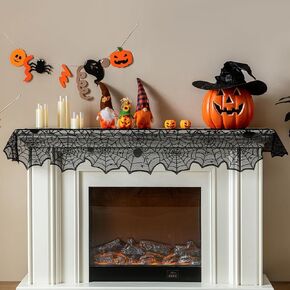Sioloc Halloween Table Runner, Black Lace Spider Web Table Runners for Masquerade Party, Creepy Table Cloth for Kitchen Indoor Dinner Table Festival Gatherings Decor