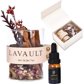 Scented Diffuser - Glass Jar with Dried Herbs and Flower - Reed Diffuser Set - Long-Lasting Fragrance and Relaxing - Bathroom Fragrance Diffuser - Zen Tea Scent