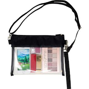 Youngever Deluxe Clear Cross-Body Purse, Clear Plastic Bag, Stadium Approved Clear Vinyl Bag, Adjustable Cross-Body Strap and Wrist Strap for Work, Sports Games, with Green Environment PVC