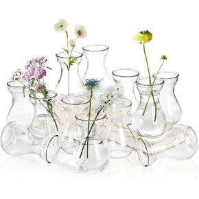 ZOOFOX Set of 12 Glass Bud Vases for Centerpieces, Small Clear Vase for Flower, Glass Bud Vases in Bulk, Cute Tiny Flower Bulb Plant Containers for Home Decor, Wedding Party Table Centerpieces