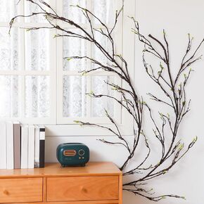 118 Inch Malleable Artificial Tree Branches Twigs Bendable Vines Rattan Cherry Blossom Trunk Ivy Grapevines for Decorating Faux Fake Hanging Plants Willow Garland for Home X'Mas Decoration