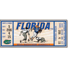 FANMATS 23176 NCAA - Florida Gators Ticket Design Runner Rug - 30in. x 72in. | Sports Fan Area Rug, Home Decor Rug and Tailgating Mat