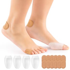 Bunion Cushions for Pain Relief, Callous, Corn, 12pieces Adhesive Bunion Tape Pads & 4pieces Silicone Big Toe Protectors for Women, Men, Running, Walking