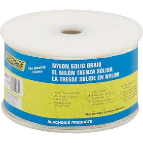 Seachoice Solid Braid Nylon Rope Spool, 1/8 in x 1000 ft. White