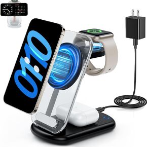 2024 Version 3 in 1 Wireless Fast Charging Station for iPhone Apple Watch,Foldable Charger Stand Dock Multiple Devices for 15/14/13/12,iWatch Ultra/SE/9/8/7/6/5/4/3/2/1, Air Pods 3/2/Pro (White)