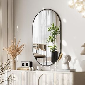 Gold Oval Wall Mirror, 17x30 inch Oval Bathroom Mirror, Wall Mounted Vanity Mirror with Metal Framed, Tempered Glass and Reflective High Definition, Mounted Horizontally or Vertically